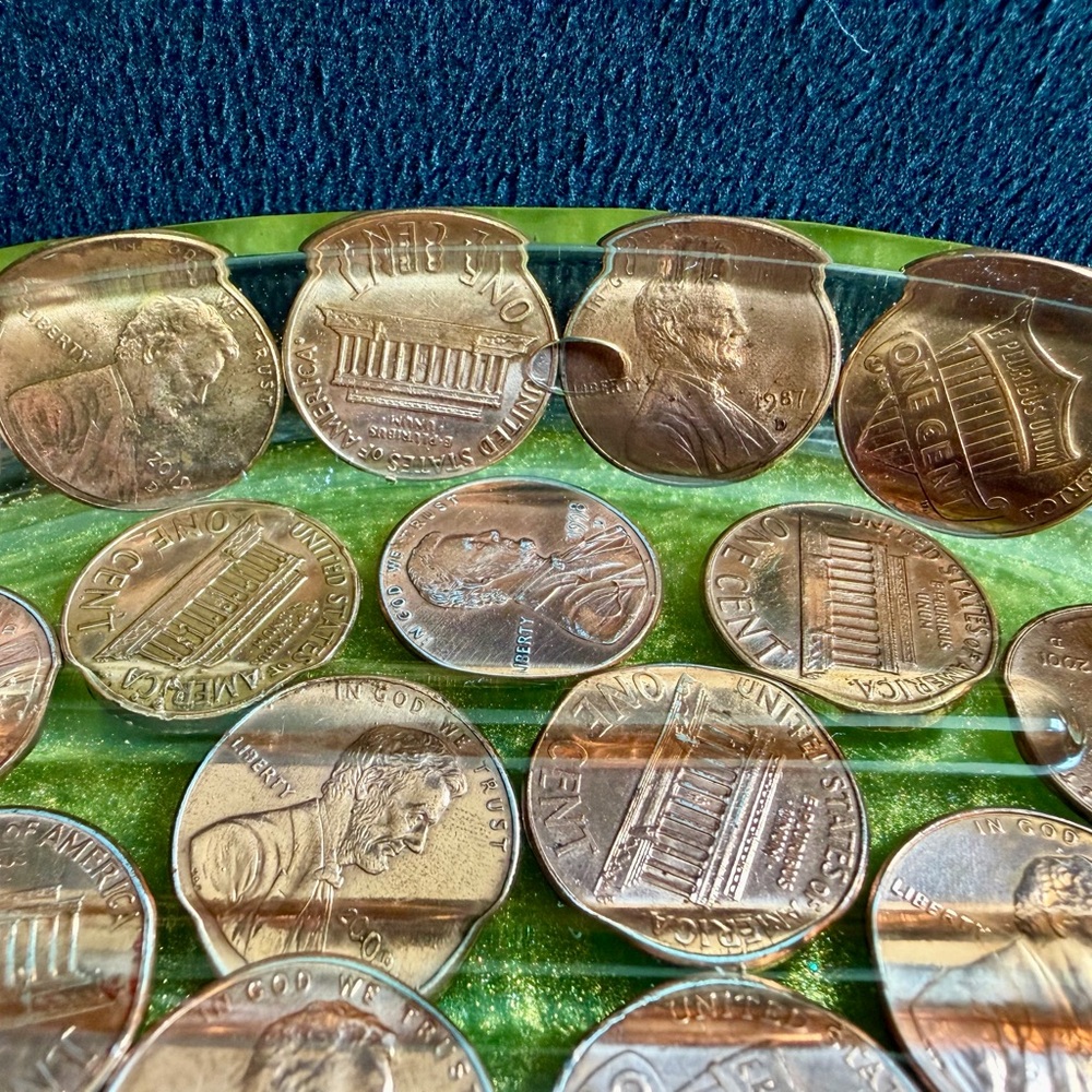 Unique Green and Copper Penny Tray/Trinket Dish/Soap Dish - Picture 8 of 8